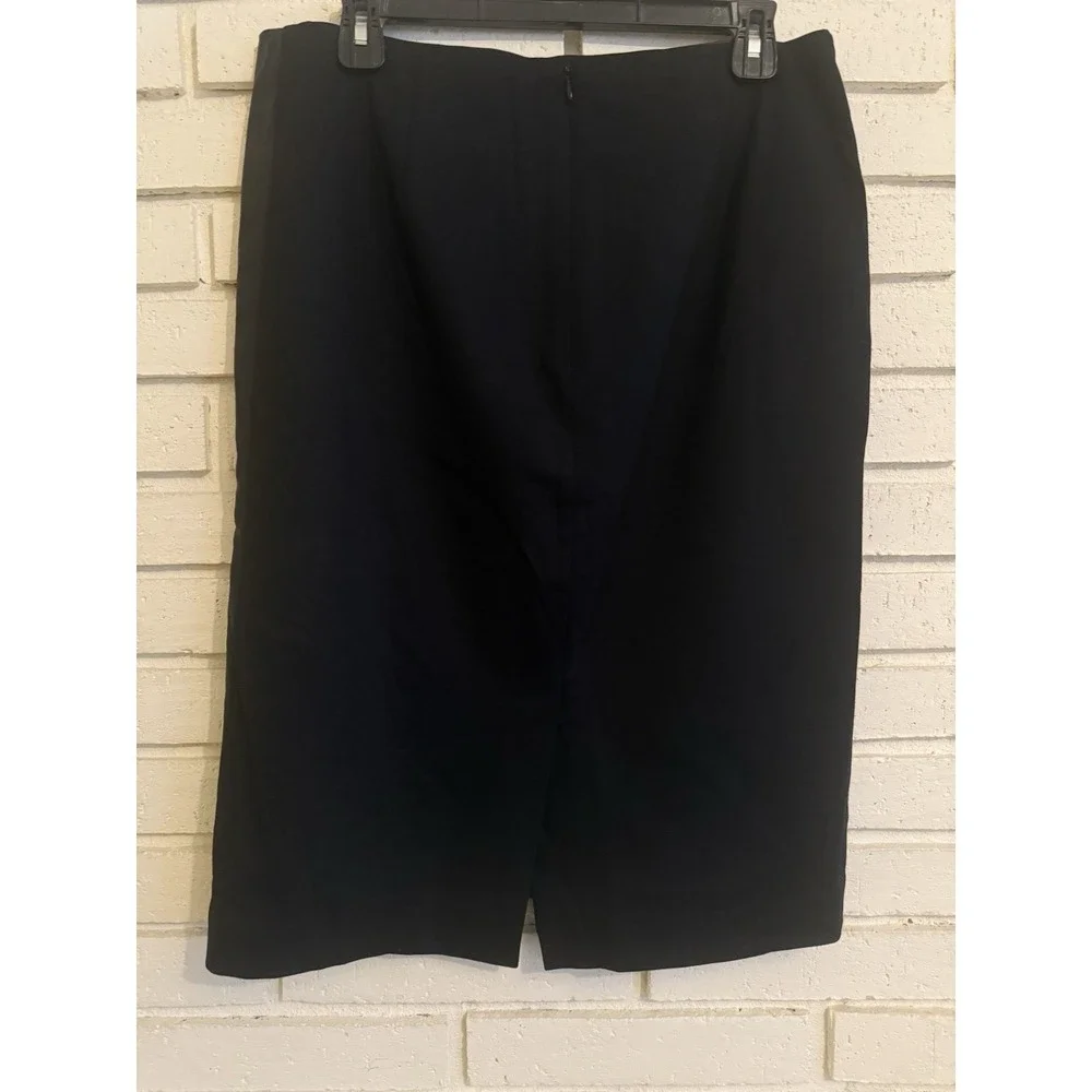 Susan Graver‎ Faux Leather Skirt with Ponte Back- Black Size 10